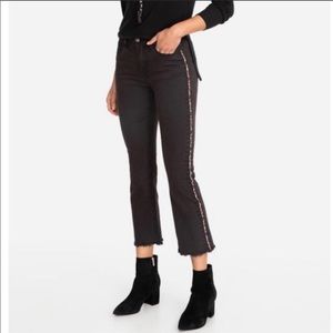 NWT JOHNNY WAS Embroidered Black Cropped Jeans 28